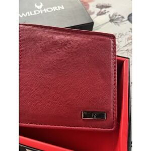 Red Genuine Leather Wallet Card Money Holder RFID Protection